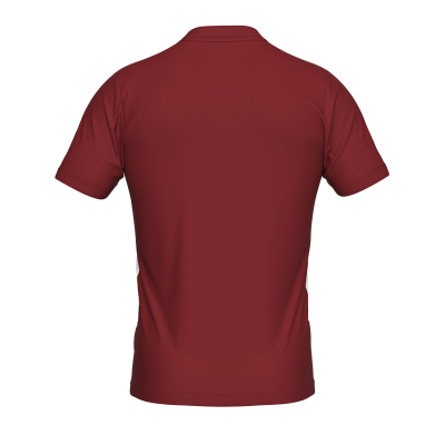 T-shirt masculina vermelha de manga curta vista de costas