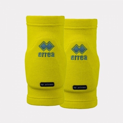 Par de joelheiras amarelas com logo errea azul