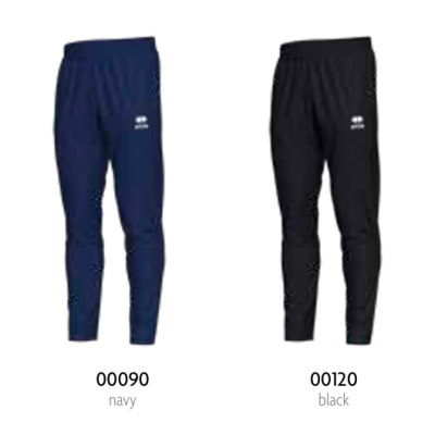 Calças desportivas azul marinho e preta com logótipo branco e elástico na cintura