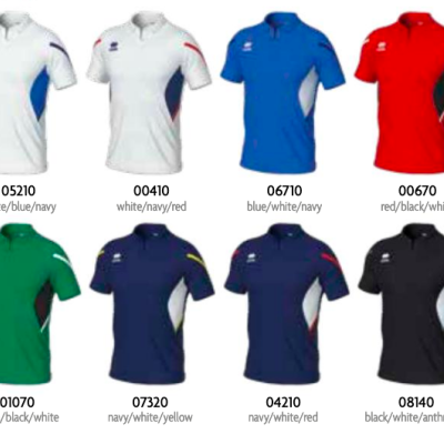 Polo desportivo colorido com códigos de produto