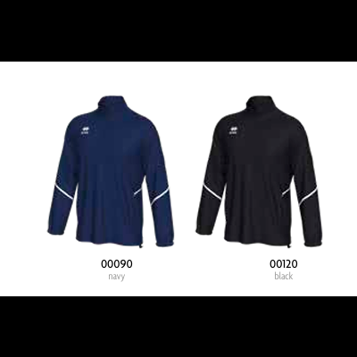 Dois casacos desportivos azul-marinho e preto com gola alta e detalhes brancos