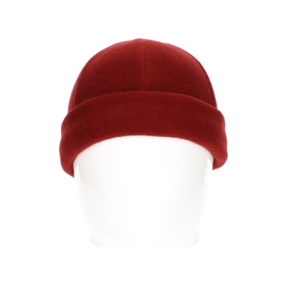 Gorro vermelho em tecido de malha com dobra