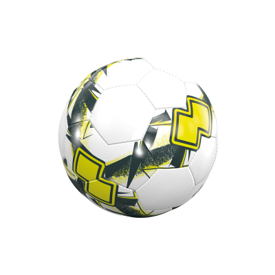 Bola de futebol branca com detalhes amarelos e pretos