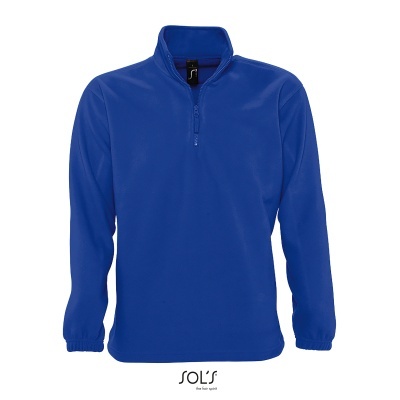 Camisola azul com fecho e gola alta