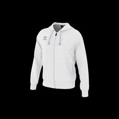 Casaco branco com capuz e fecho de correr com logo da marca
