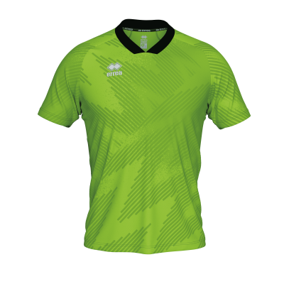 T-shirt desportiva verde com padrão e gola preta