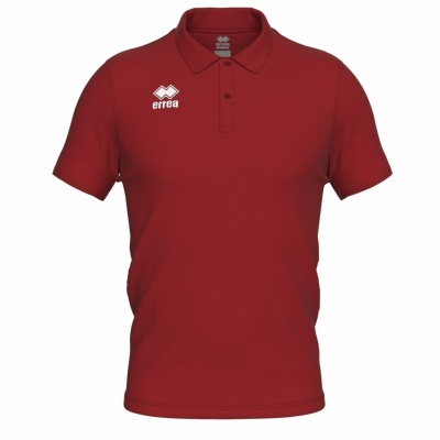 Polo vermelho Errea com gola e logo branco