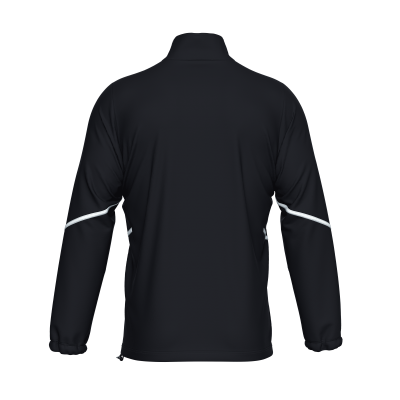 Casaco desportivo preto com detalhes em branco nas mangas