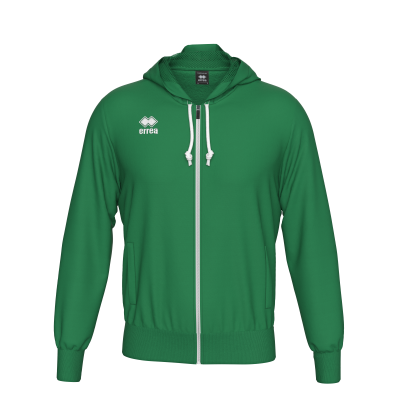 Casaco verde com capuz e fecho de correr