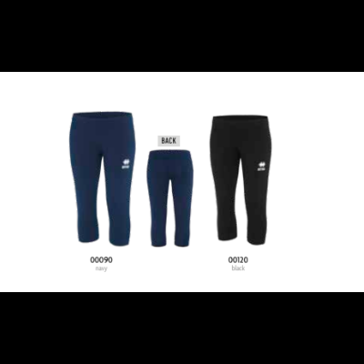 Leggings ou calças capri azul escuro e preto com logótipo branco da marca Errea.