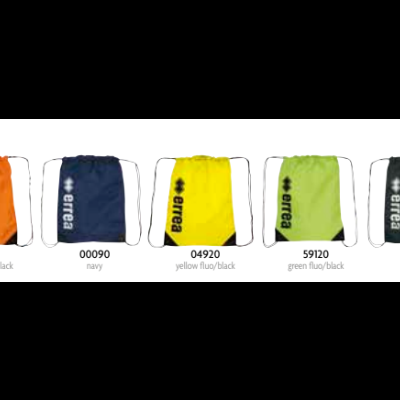 Cinco mochilas de cordão em várias cores com logotipo 'errea' em preto