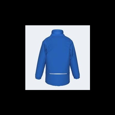 Casaco azul com detalhe refletor prateado na parte de trás