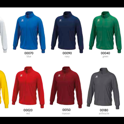 Casacos de manga comprida em várias cores com códigos de cor