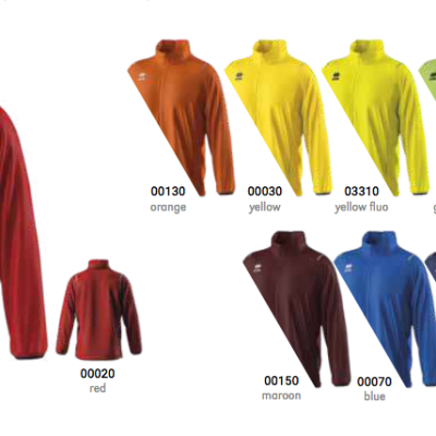 Casacos desportivos variados em várias cores com fecho frontal e gola alta