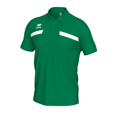 Polo verde com faixa branca e logótipo errea