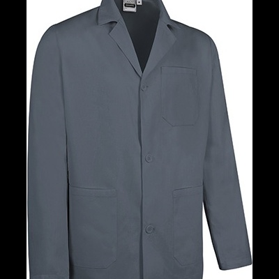 Blazer cinzento com gola e três botões, três bolsos