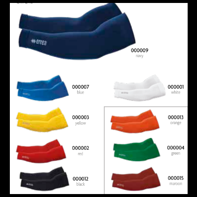 Mangas desportivas Errea em azul marinho, azul, branco, amarelo, vermelho, preto, laranja, verde e vinho.