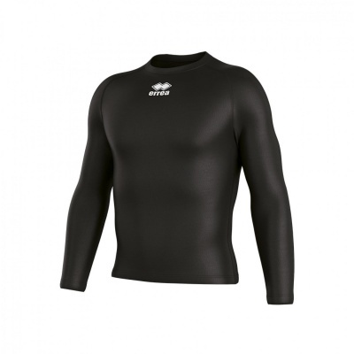 Camisola desportiva preta de manga comprida com logotipo ERREA branco na frente