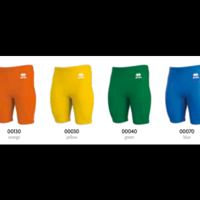 Leggings coloridas femininas dispostas em linha com etiquetas numéricas visíveis