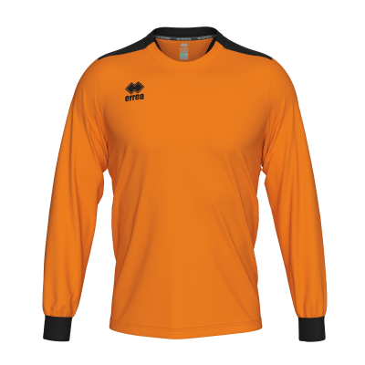 T-shirt desportiva laranja e preta com logótipo errea