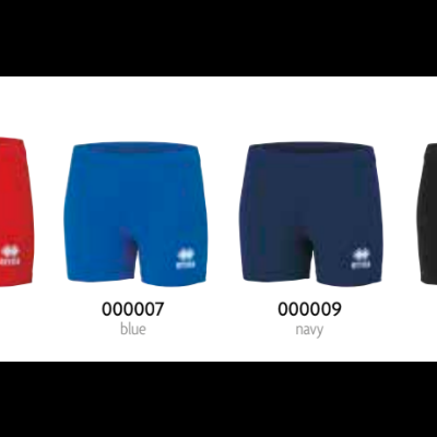 Quatro calções de banho masculinos em vermelho, azul, azul marinho e preto com logotipo branco