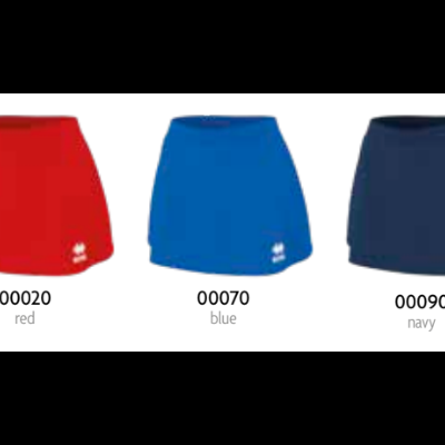 Saias desportivas em branco, vermelho, azul, azul marinho e preto