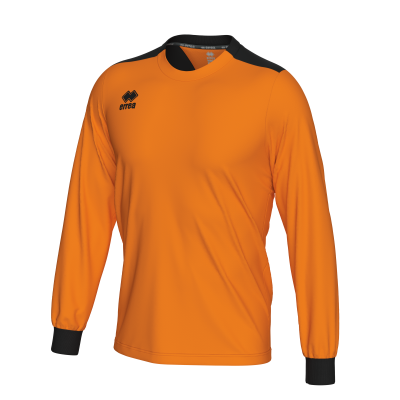 Camisola desportiva laranja e preta de manga comprida com logo errea