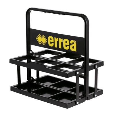 Suporte para garrafas em metal preto com logotipo errea amarelo