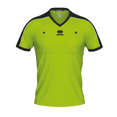 T-shirt verde-limão desportiva com detalhes pretos e logotipo errea