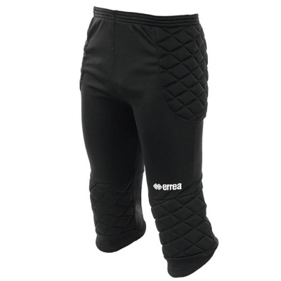 Calças de treino pretas acolchoadas até meio da perna com logo Errea branco