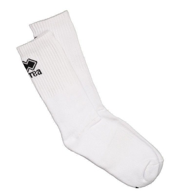 Meias brancas com logótipo preto e padrão canelado