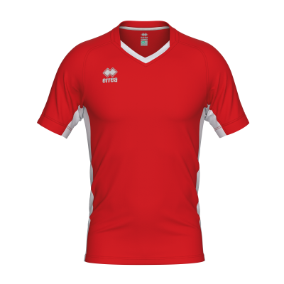 Camisola de desporto vermelha e branca com logótipo errea no peito