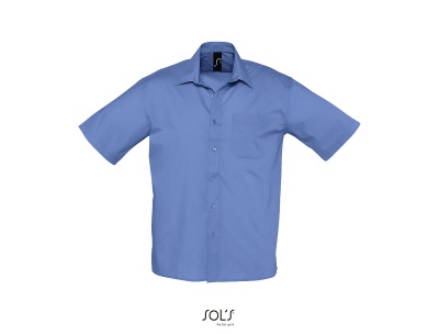 Camisa de manga curta azul com botões e colarinho