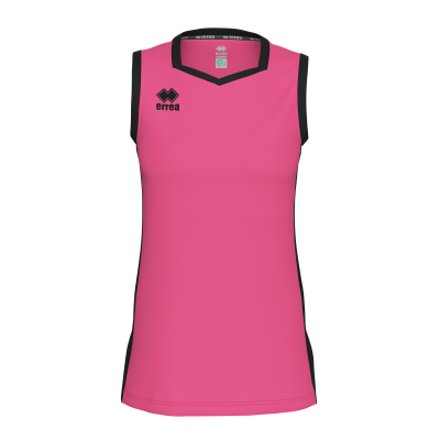 Camisola desportiva rosa sem mangas com detalhes pretos