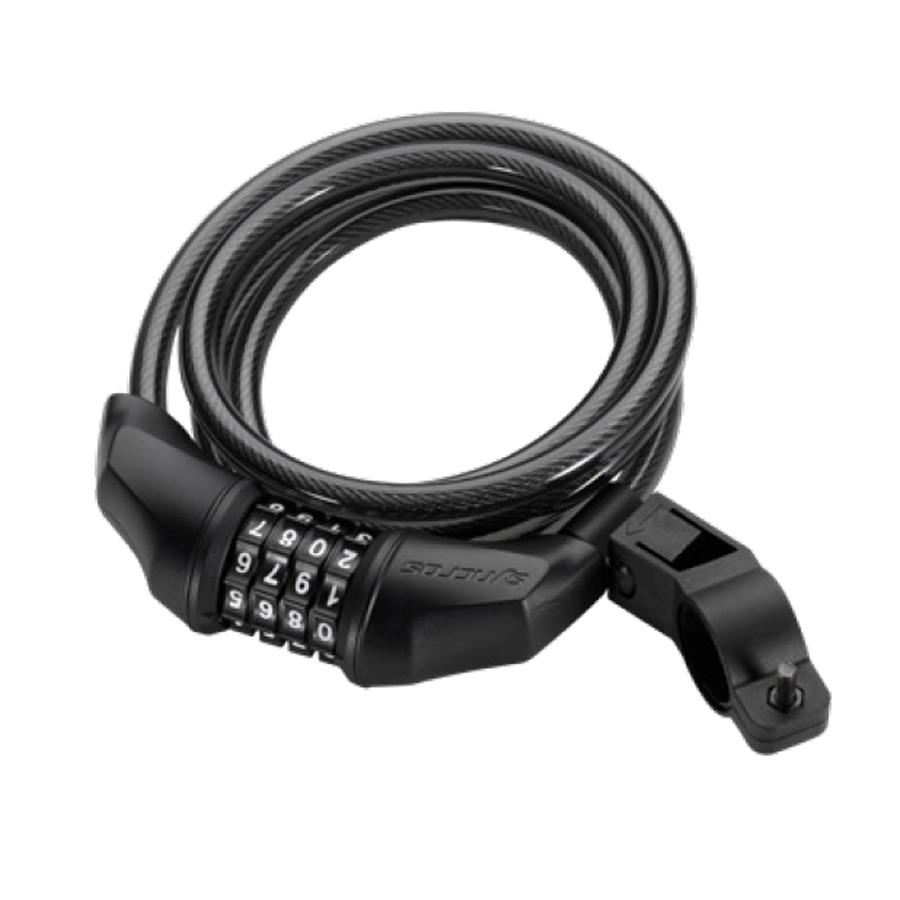 Cadeado em cabo de aço com combinação de quatro dígitos preto fosco
