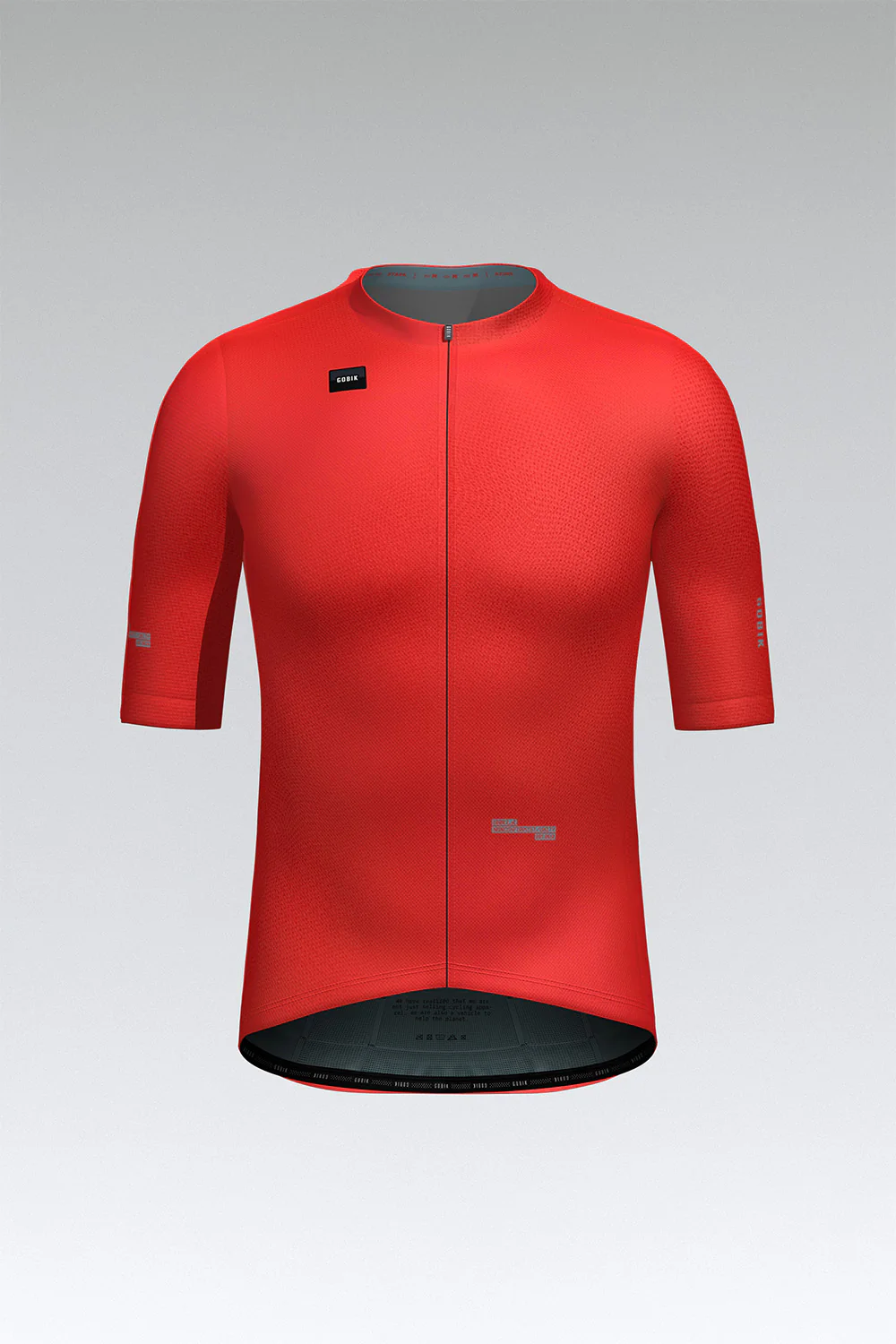 Camisola de ciclismo vermelha com fecho de correr e mangas curtas