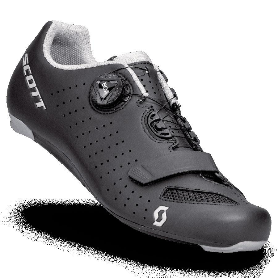 Sapato de ciclismo preto com fecho de rosca e fivela adesiva