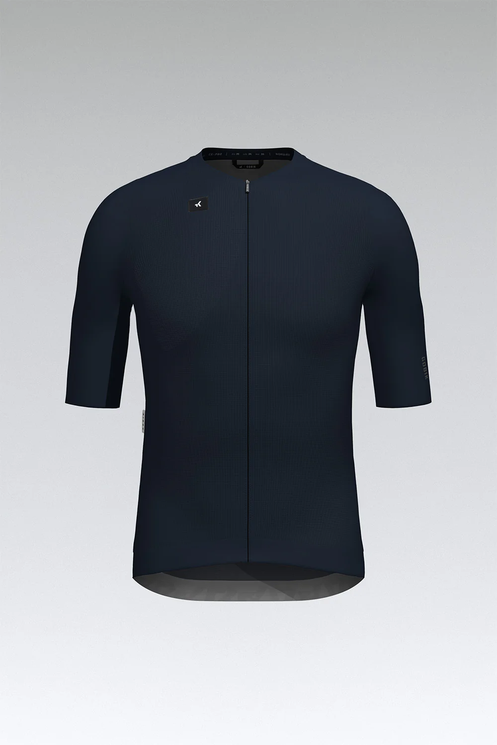 Camisola de ciclismo preta de manga curta com fecho de correr frontal