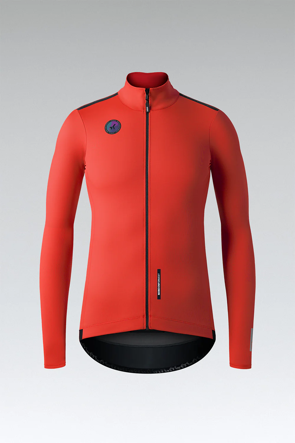 Casaco desportivo vermelho de manga comprida com fecho frontal