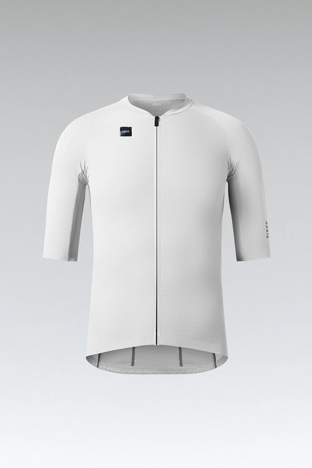 Camisola ciclismo branca com fecho e logótipos GOBIK