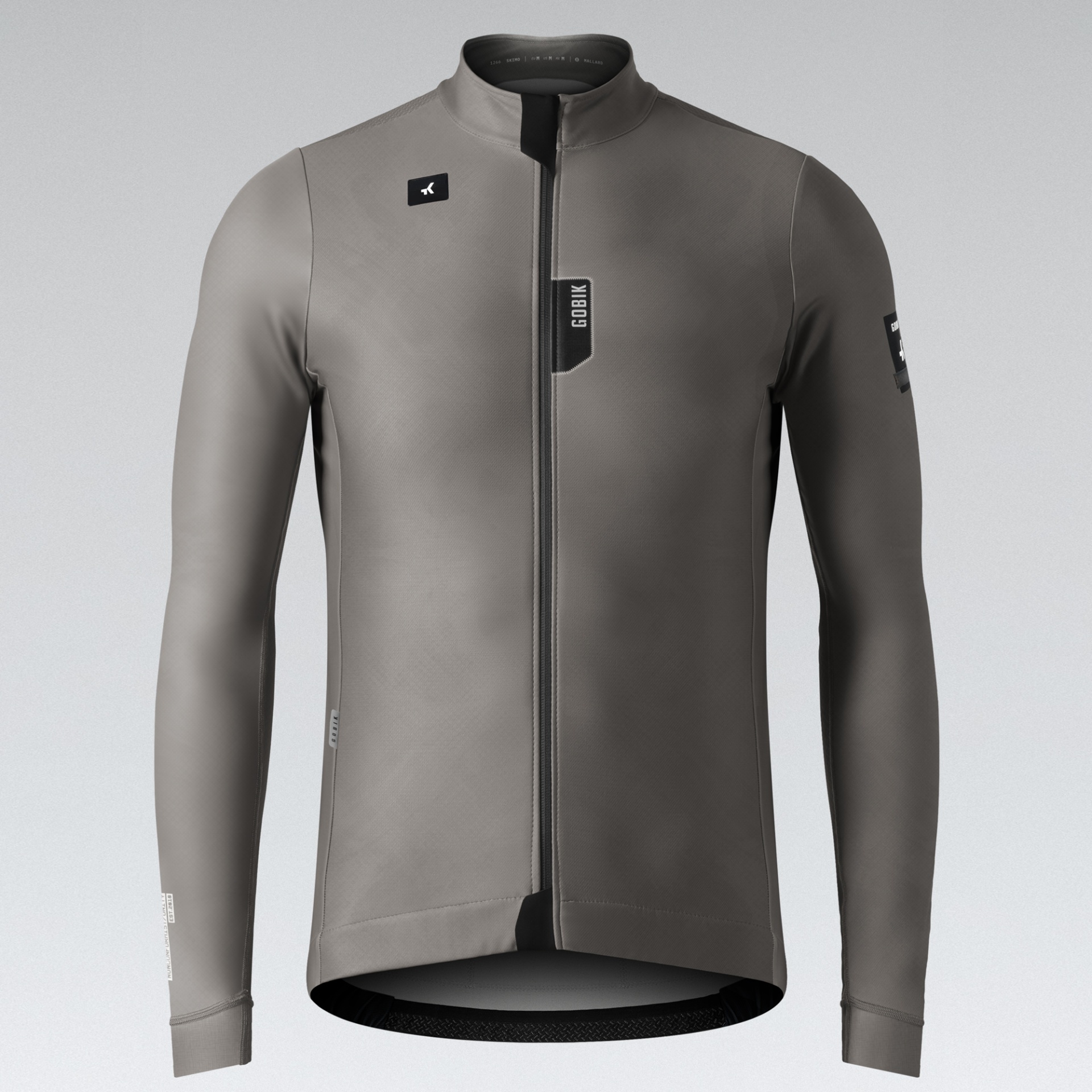 Casaco desportivo cinza com fecho de correr frontal e logótipos GIRO e GK