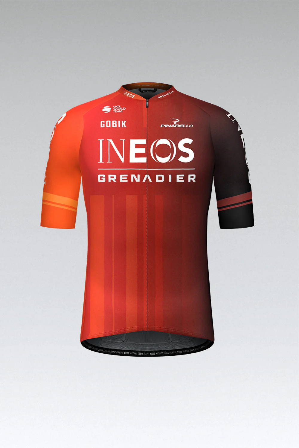Camisola de ciclismo INEOS GRENADIER laranja e vermelho com mangas assimétricas