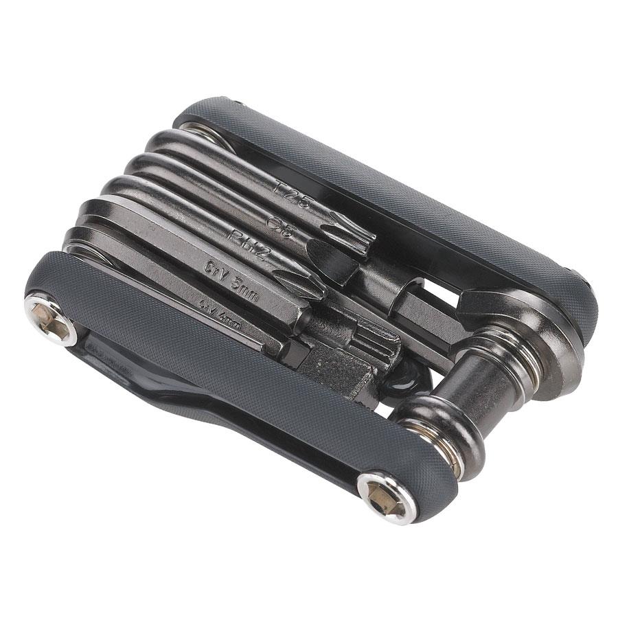 Conjunto de ferramentas dobrável com chaves hexagonais em metal preto e laterais em plástico preto