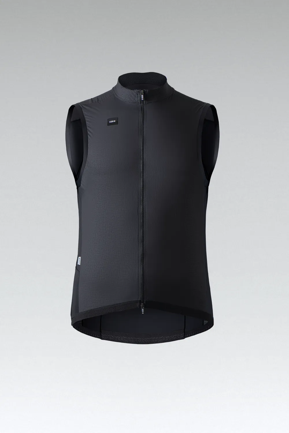 Colete ciclismo preto sem mangas com fecho de correr