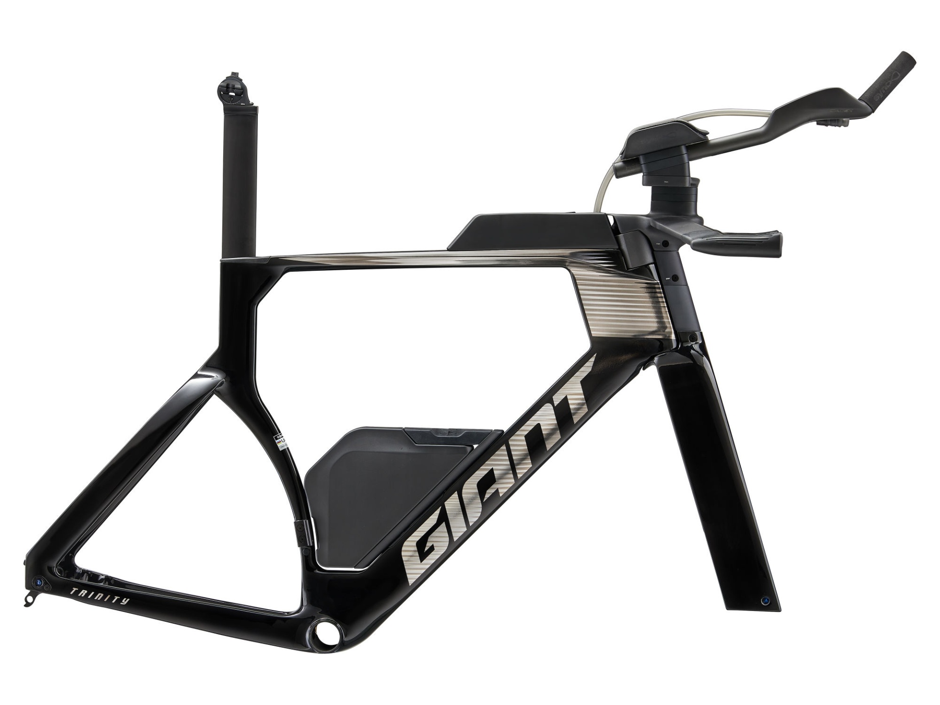 Quadro de bicicleta de triatlo preto GIANT em fibra de carbono com suporte para garrafa e guiador aerodinâmico