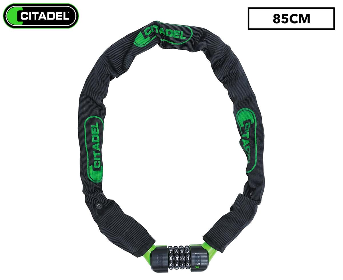 Cadeado de corrente para bicicleta CITADEL preto e verde, 85CM