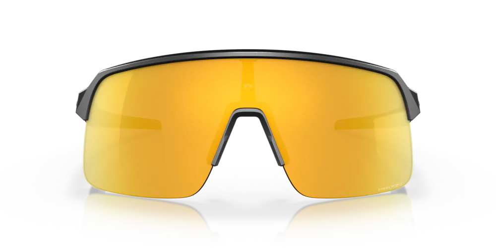 Óculos desportivos com lentes amarelas espelhadas e armação preta