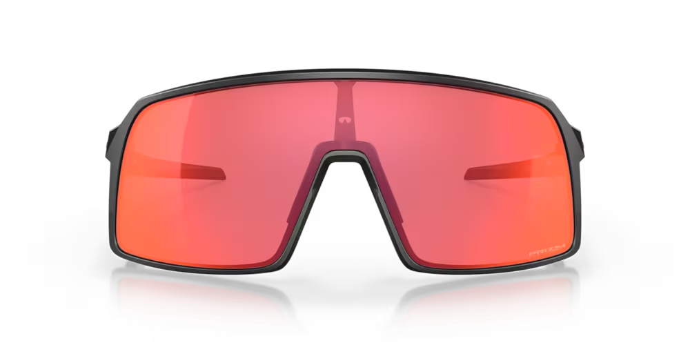 Óculos de sol desportivos com lentes espelhadas vermelhas e armação preta