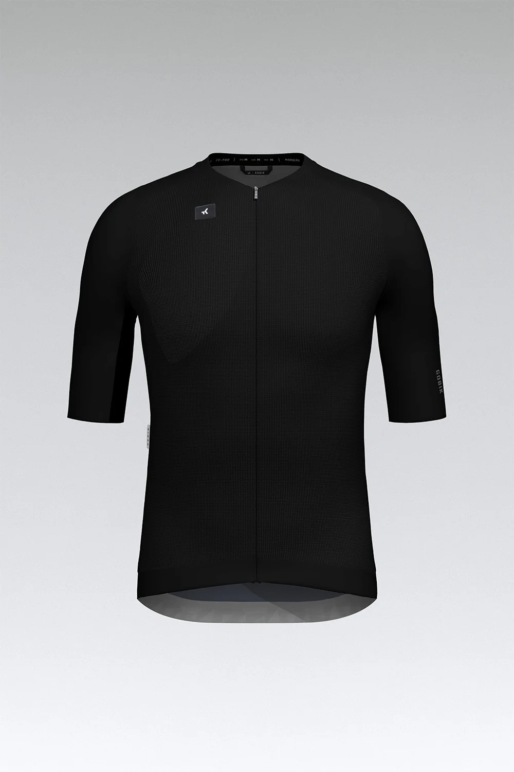 Camisola de ciclismo preta mangas curtas com fecho frontal