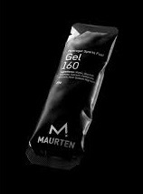 Pacote preto de Gel Maurten Gel 160 com texto branco